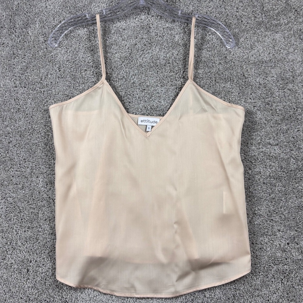Ettitude CleanBamboo V-Neck‎ Cami Top Beige Champagne 100% Bamboo Lyocell Small